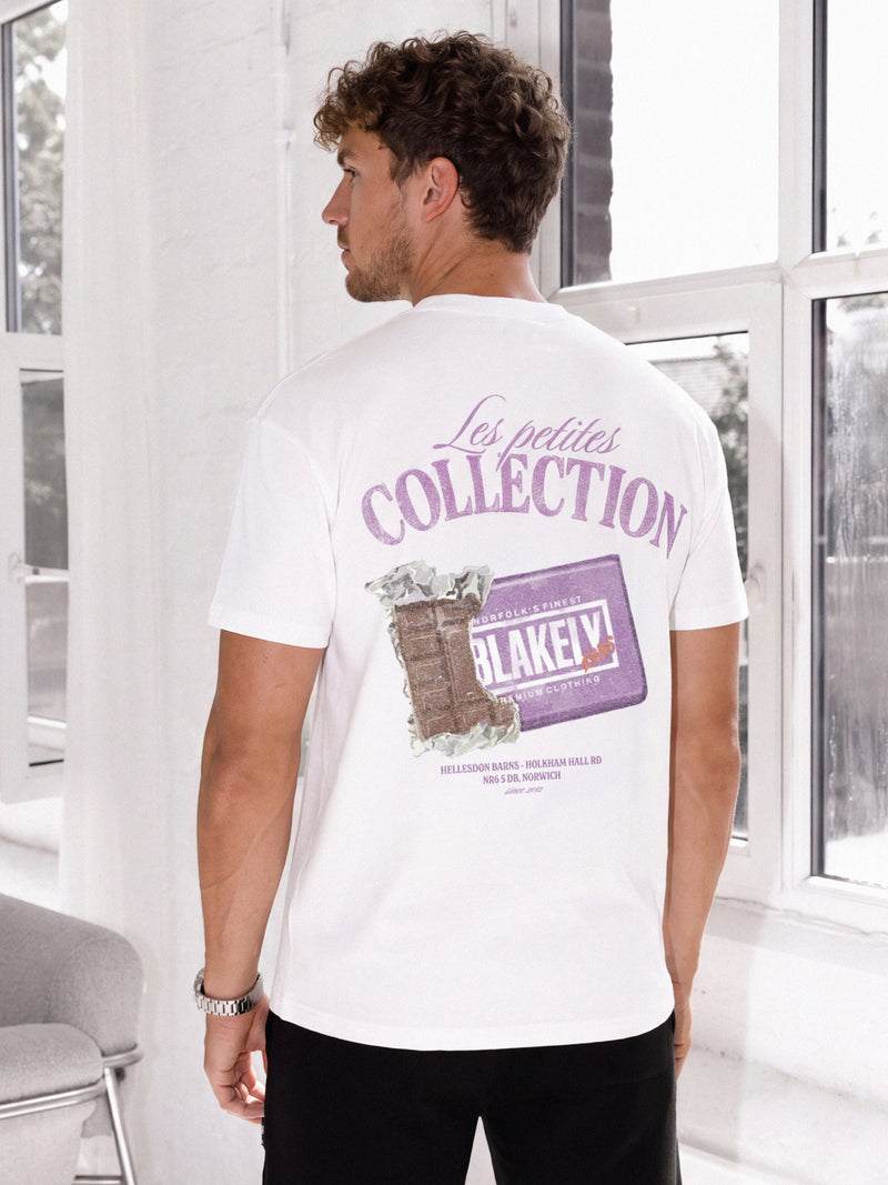 Colby Chocolate Print Relaxed T-Shirt - White & Purple