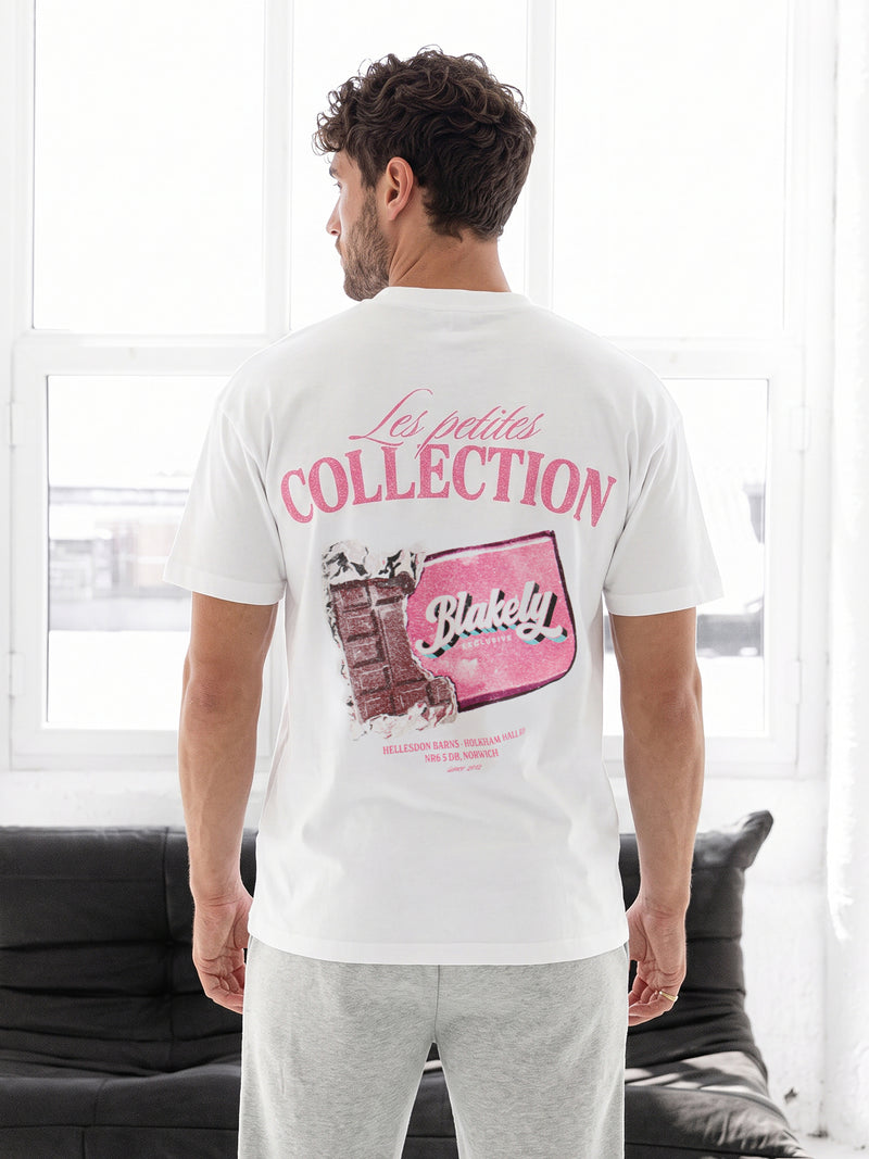 Colby Chocolate Print Relaxed T-Shirt - White & Pink