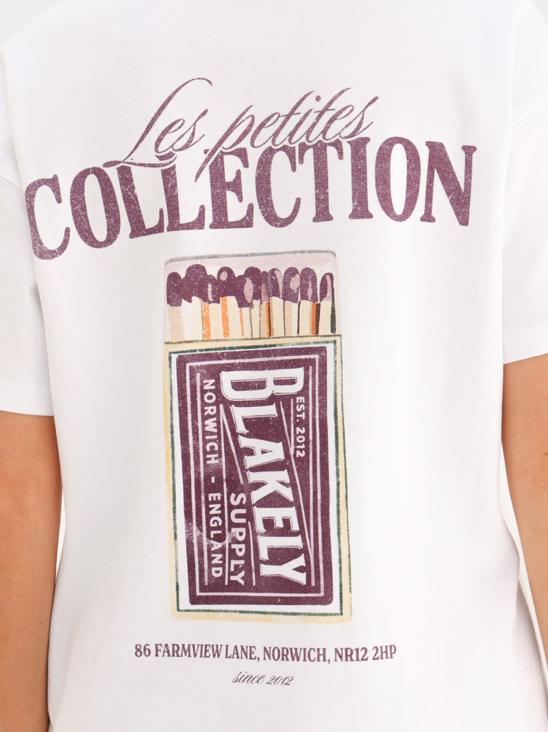 Macy Matchbox Print Oversized T-Shirt - White & Purple