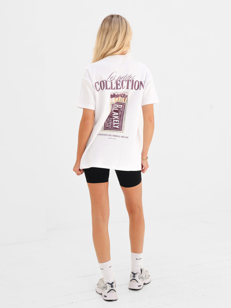 Macy Matchbox Print Oversized T-Shirt - White & Purple