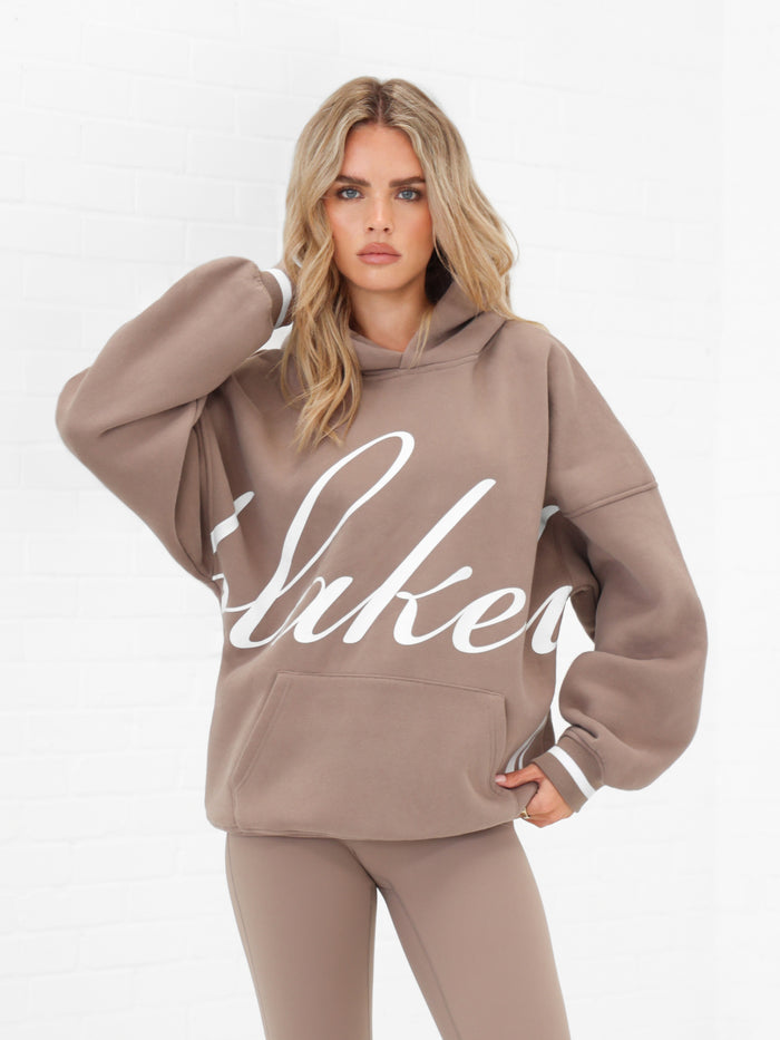 Margot Script Oversized Hoodie - Soft Brown