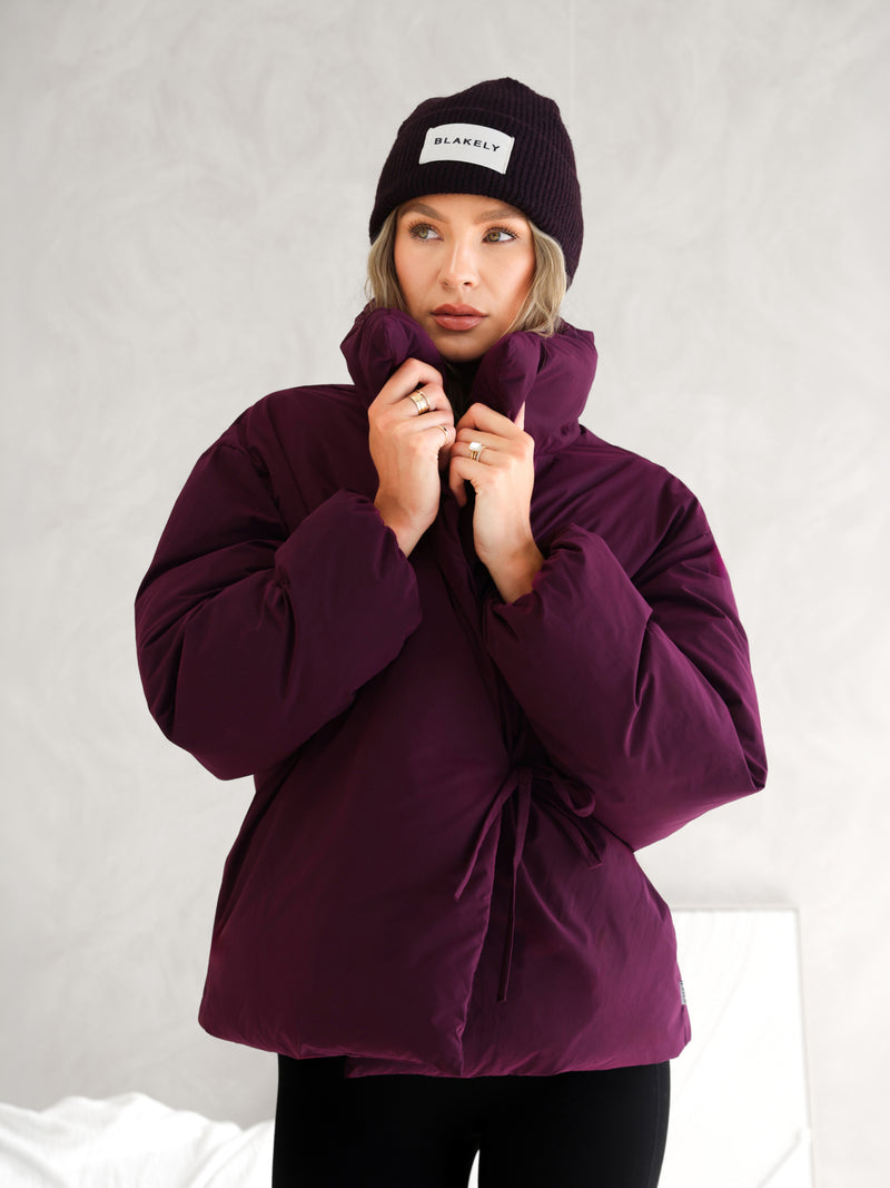 Matilda Waist Tie Coat - Dark Cherry