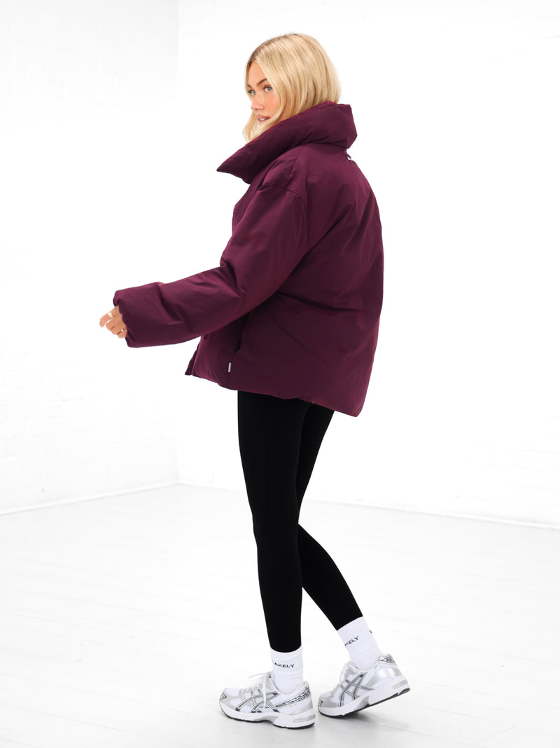 Matilda Waist Tie Coat - Dark Cherry