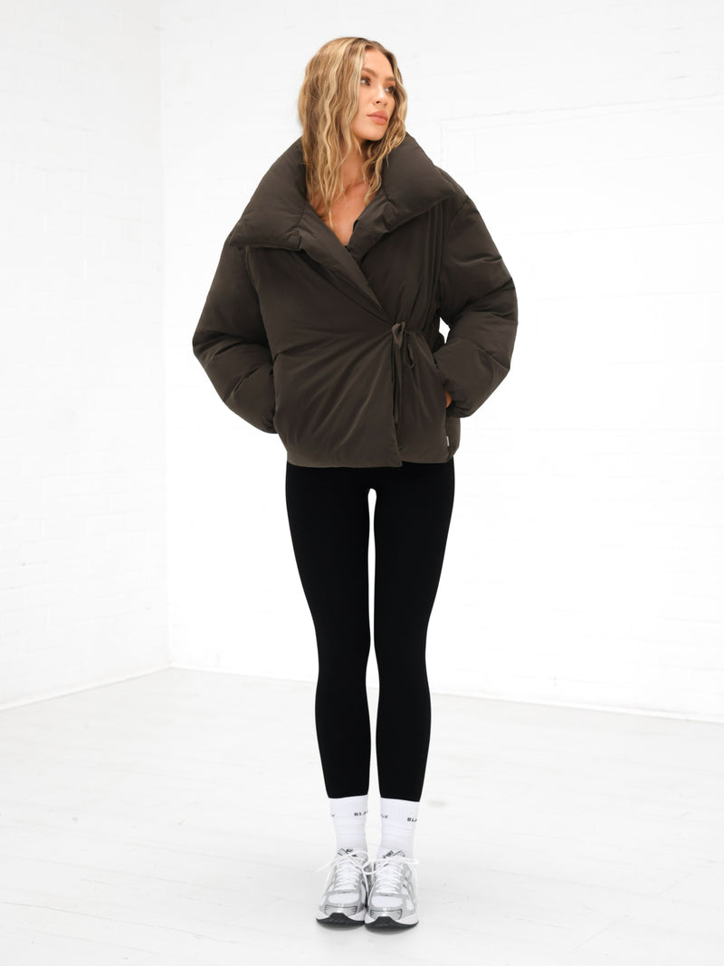 Matilda Waist Tie Coat - Deep Brown