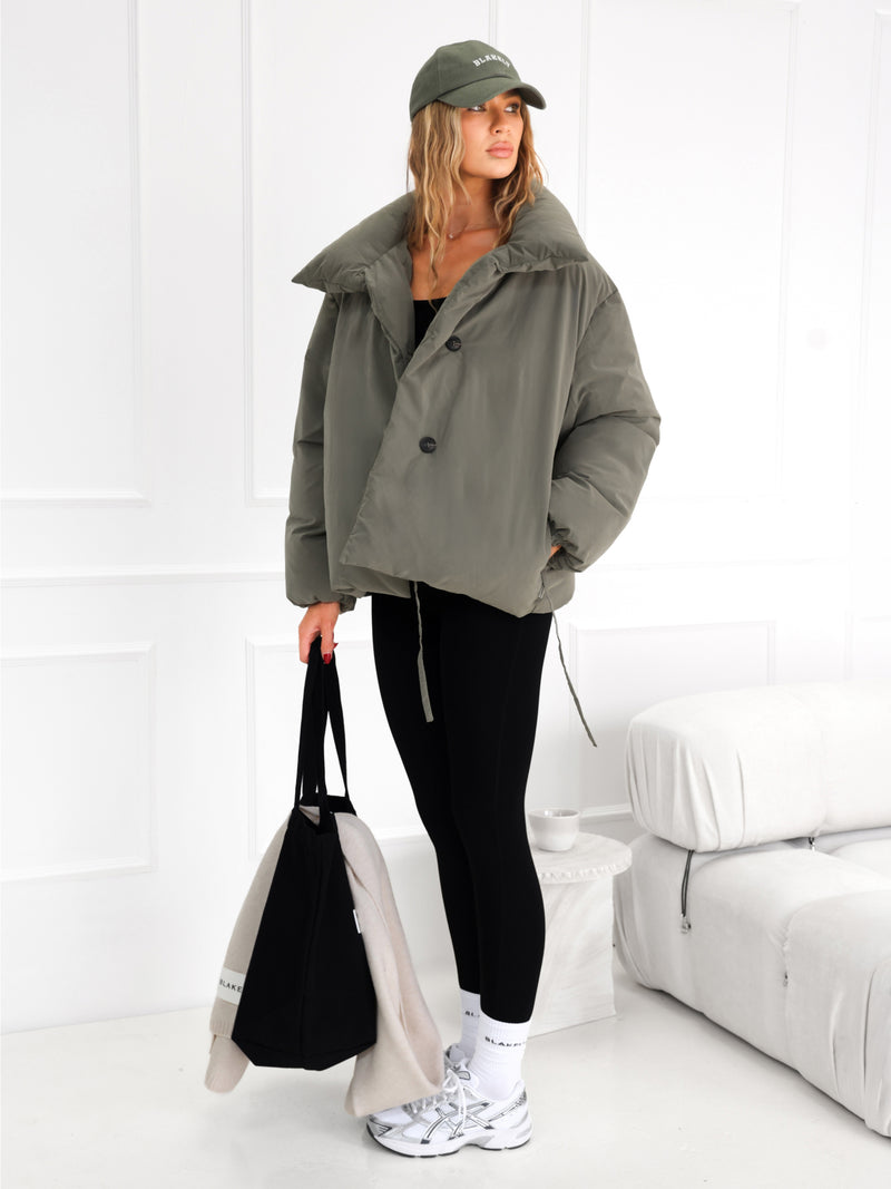 Matilda Waist Tie Coat - Safari Green