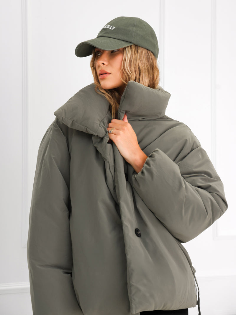 Matilda Waist Tie Coat - Safari Green