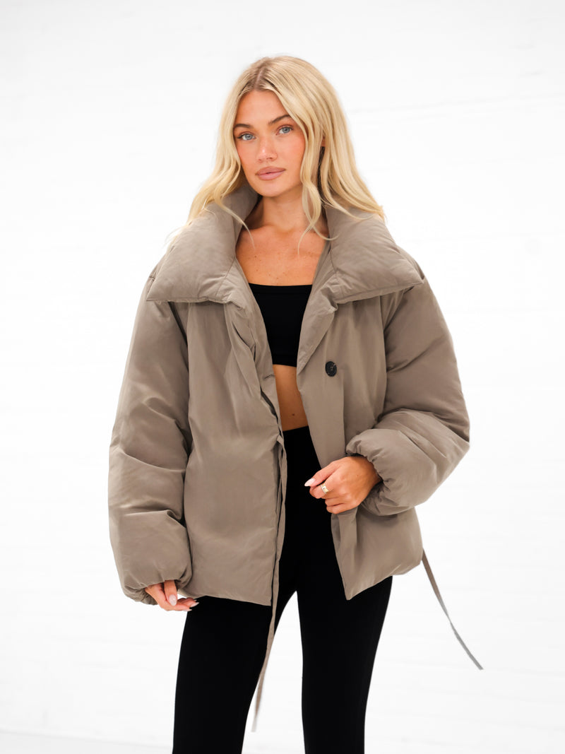 Matilda Waist Tie Coat - Soft Tan