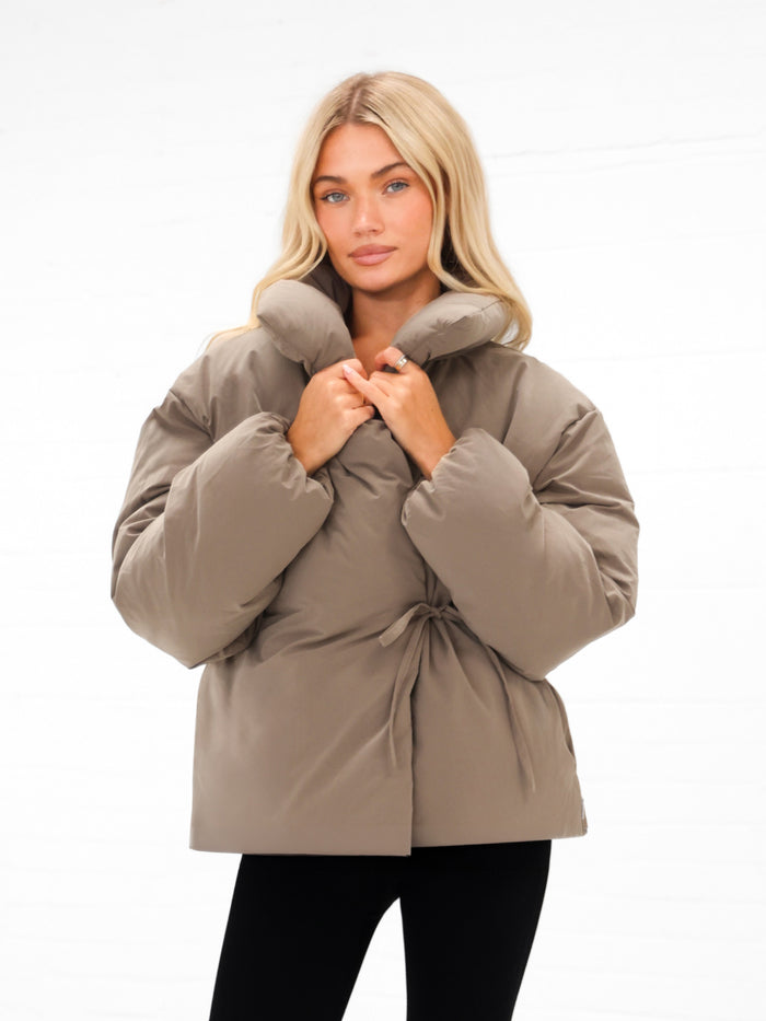 Matilda Waist Tie Coat - Soft Tan