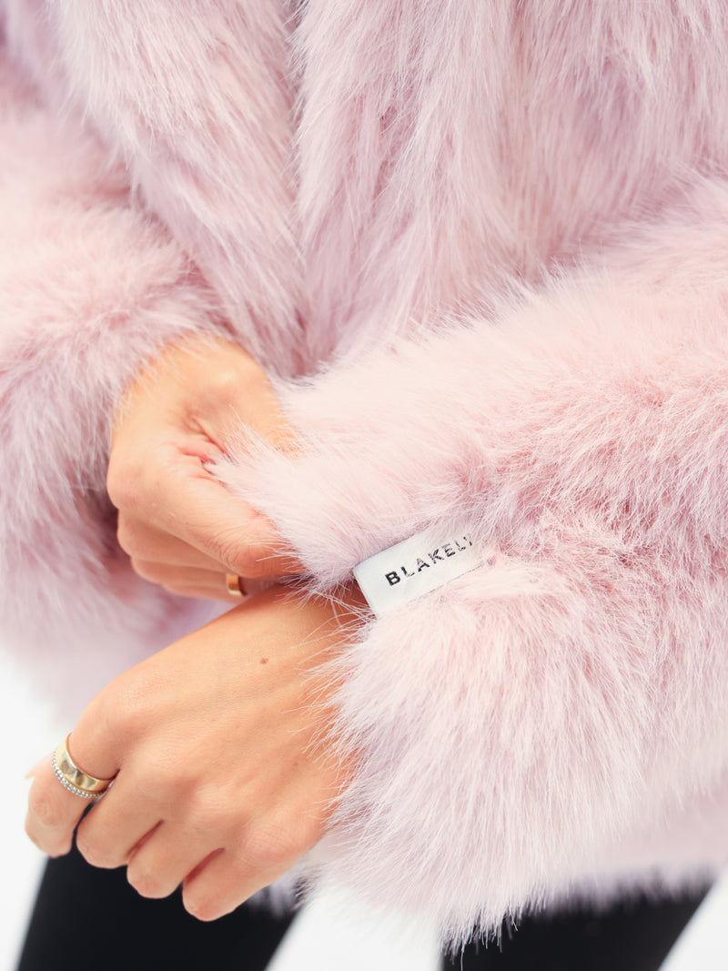 Gigi Faux Fur Hooded Coat - Pink
