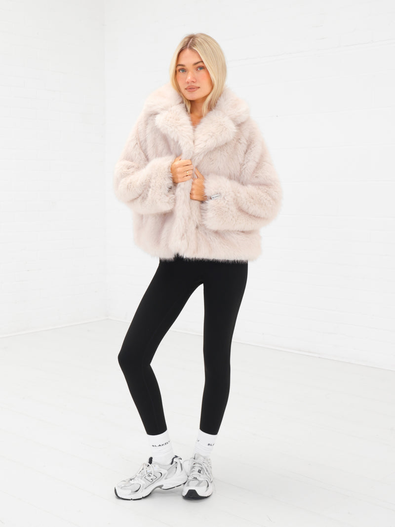Gigi Faux Fur Collared Jacket - Ice Pink
