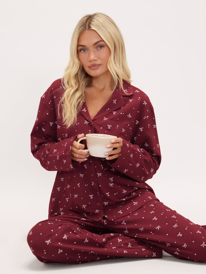 Bella Bow Pyjama Bottoms - Red