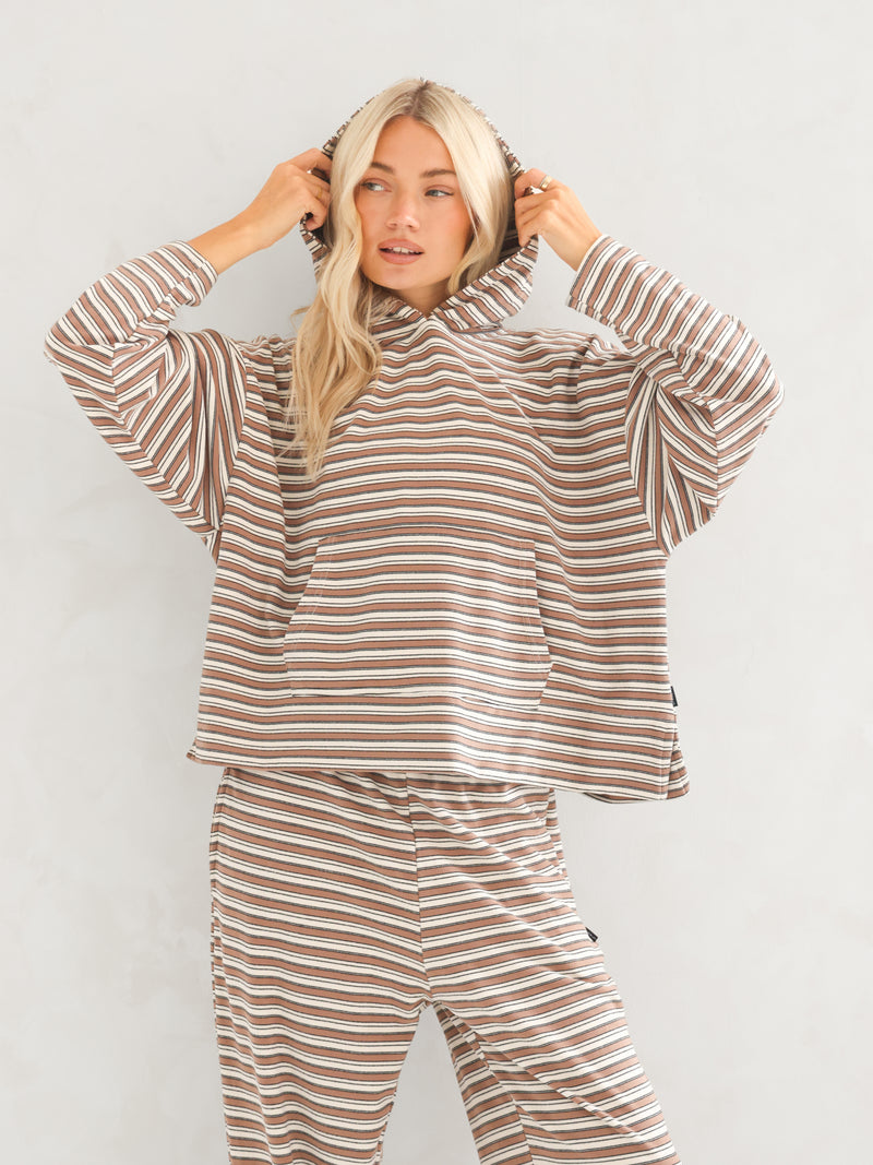 Sadie Stripe Hoodie - Tan Stripe