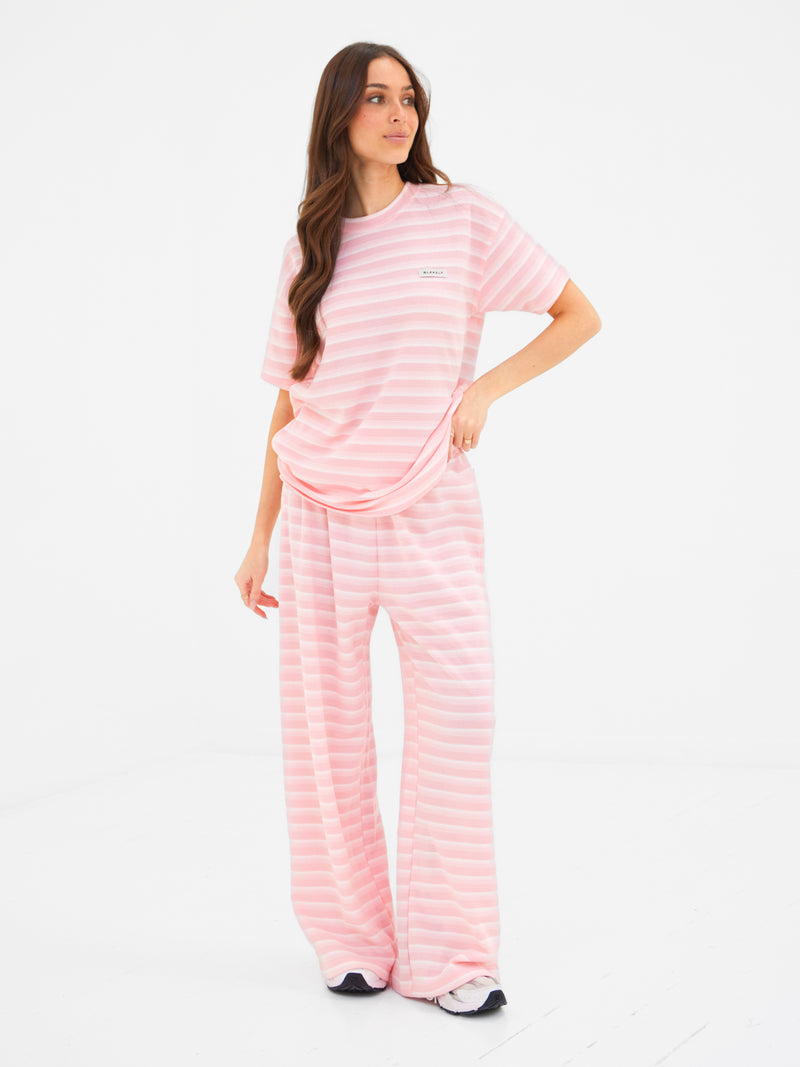 Soft Stripe Waffle T-Shirt - Pink Stripe