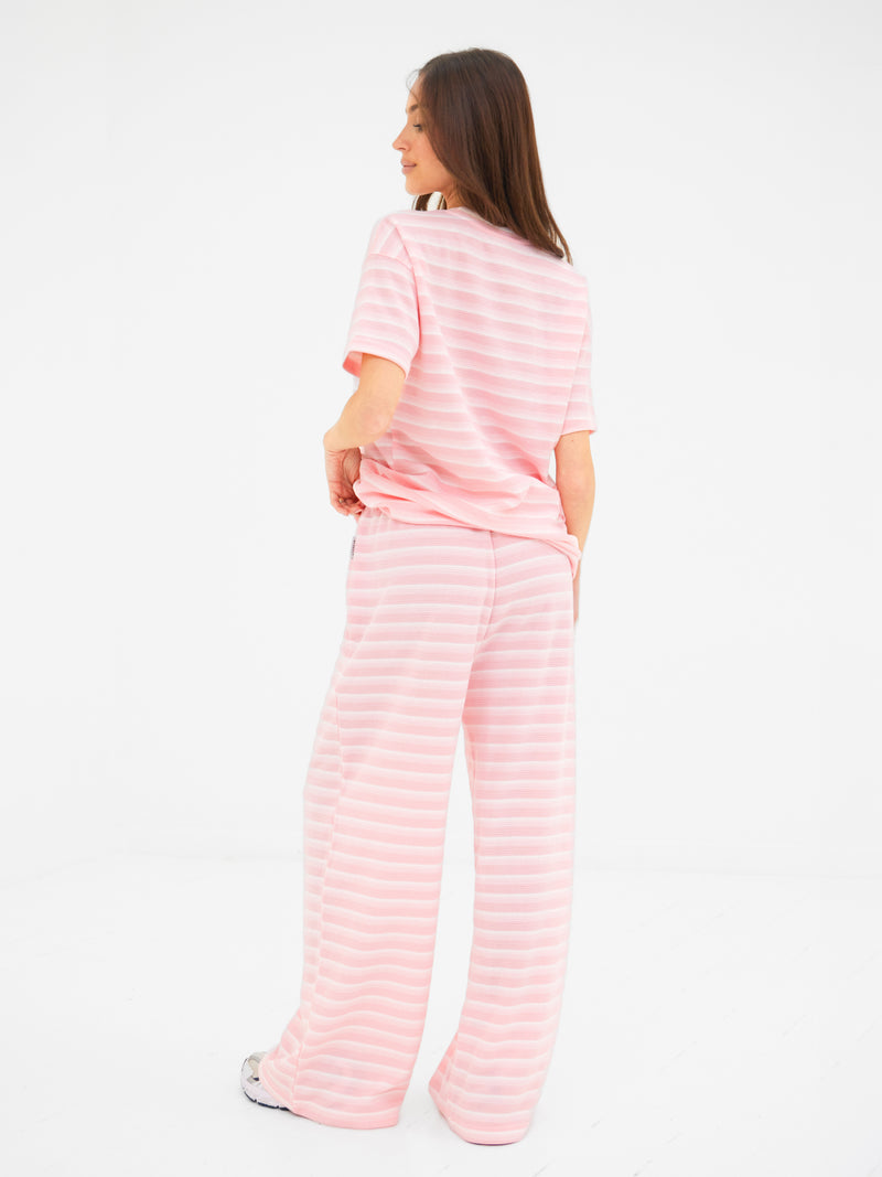 Soft Stripe Waffle T-Shirt - Pink Stripe
