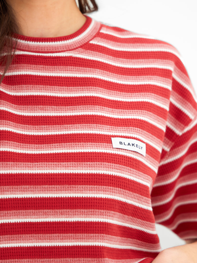 Soft Stripe Waffle T-Shirt - Red Stripe