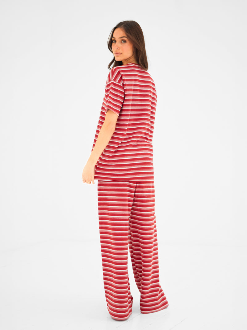 Soft Stripe Waffle T-Shirt - Red Stripe