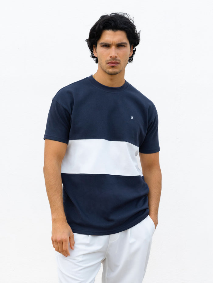 Evan Relaxed T-Shirt - True Navy & White