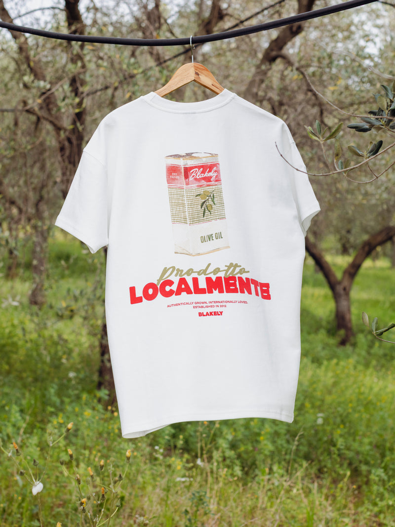 Olive Oil Print Relaxed T-Shirt - White