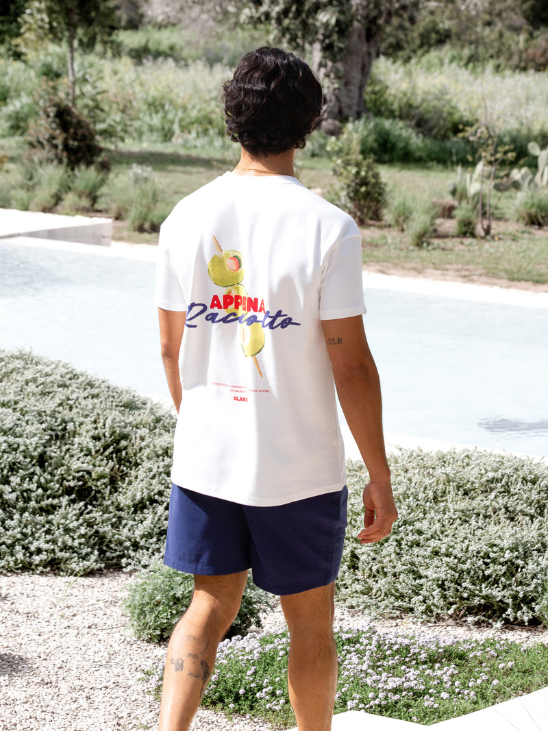 Olive Print Relaxed T-Shirt - White