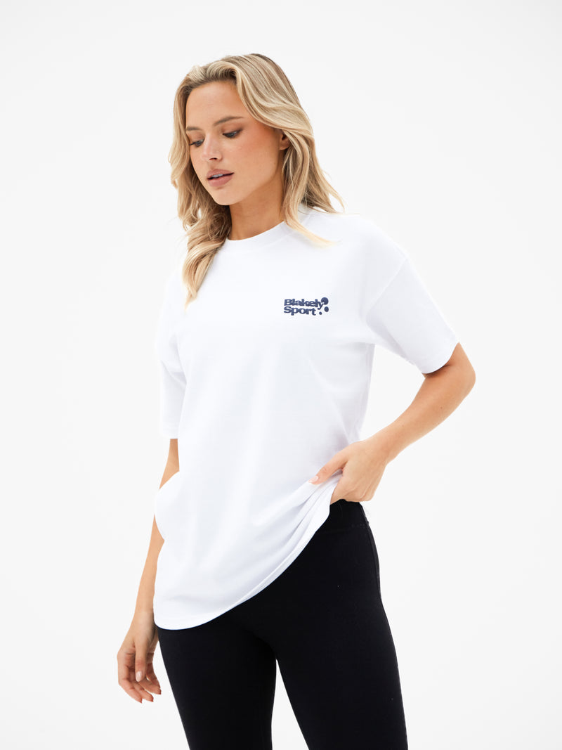 Motion Oversized T-Shirt - White & True Navy