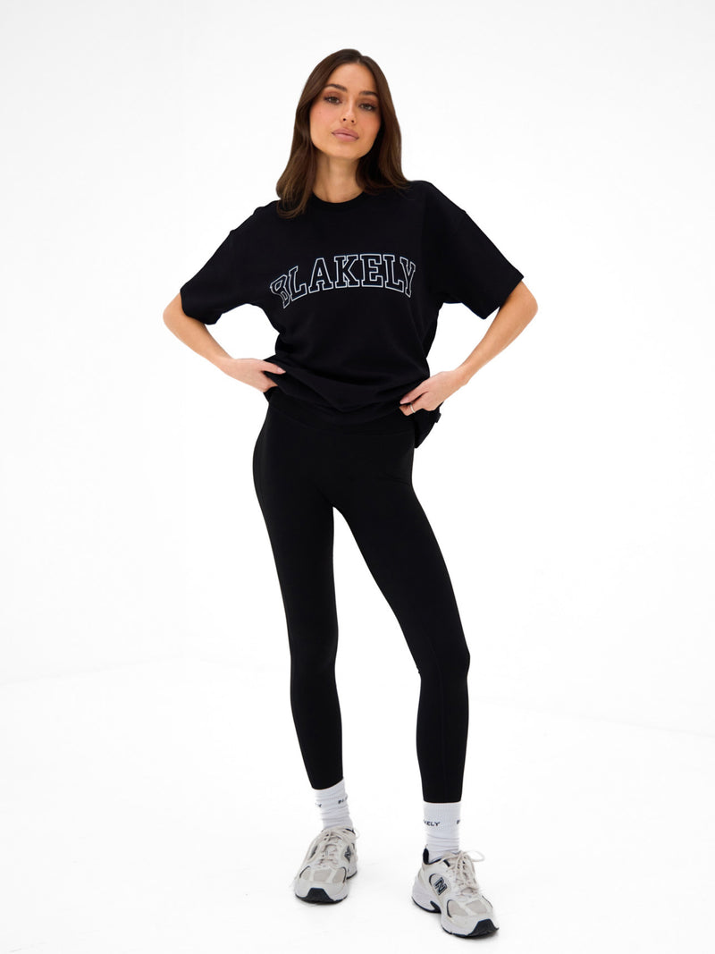 Outline Varsity Oversized T-Shirt - Black