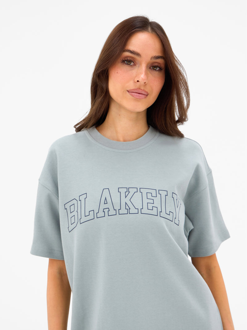 Outline Varsity Oversized T-Shirt - Mineral Blue