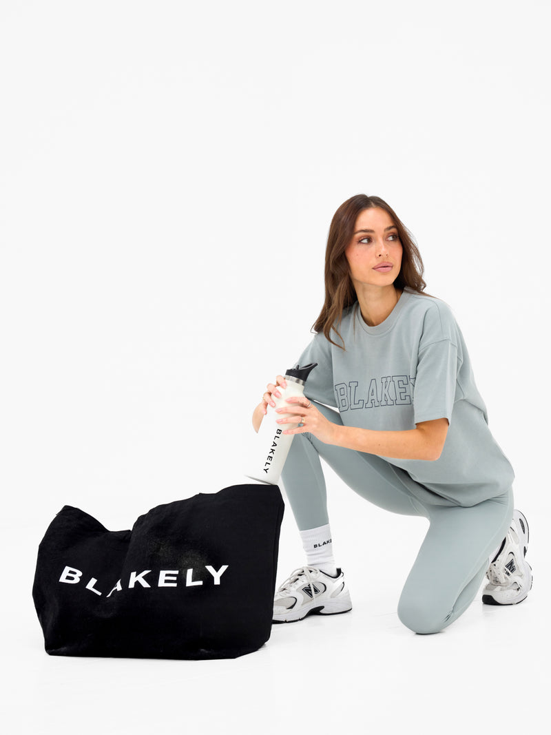 Outline Varsity Oversized T-Shirt - Mineral Blue