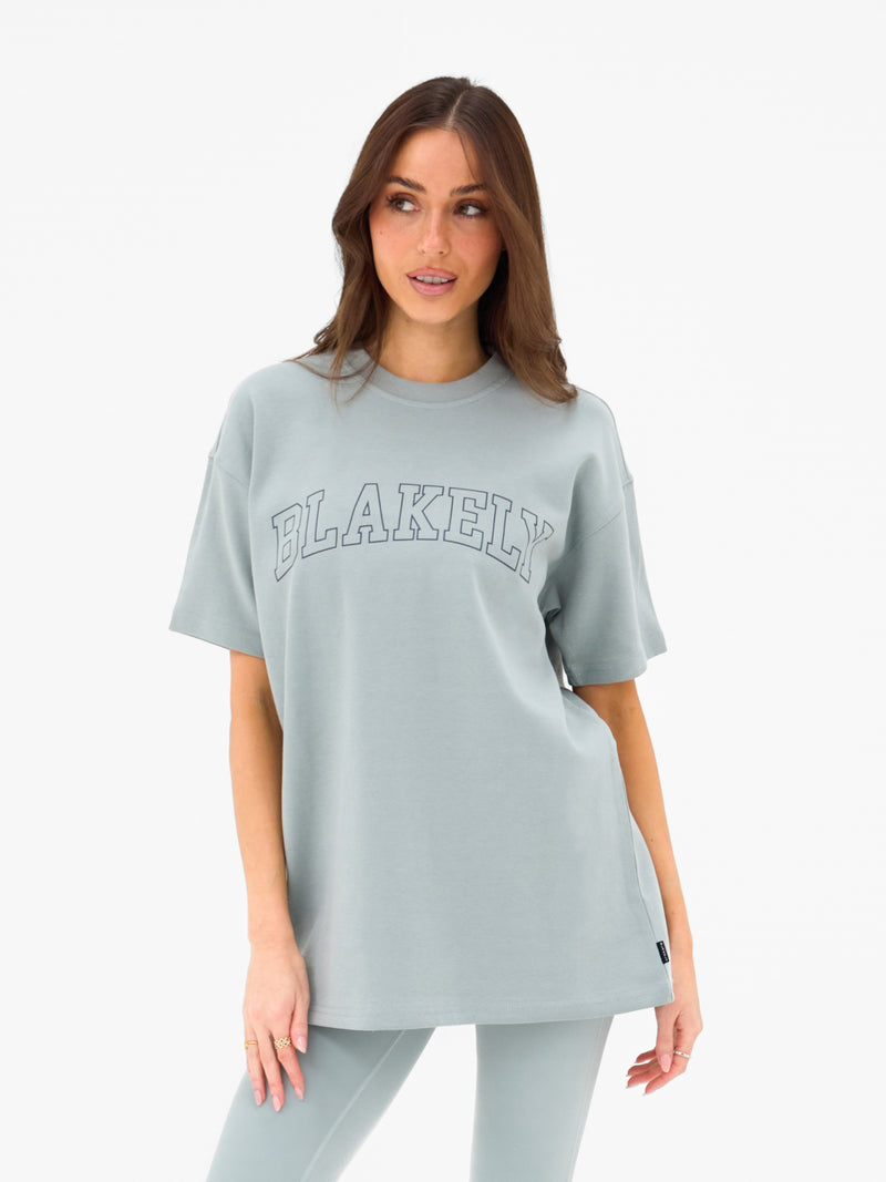 Outline Varsity Oversized T-Shirt - Mineral Blue