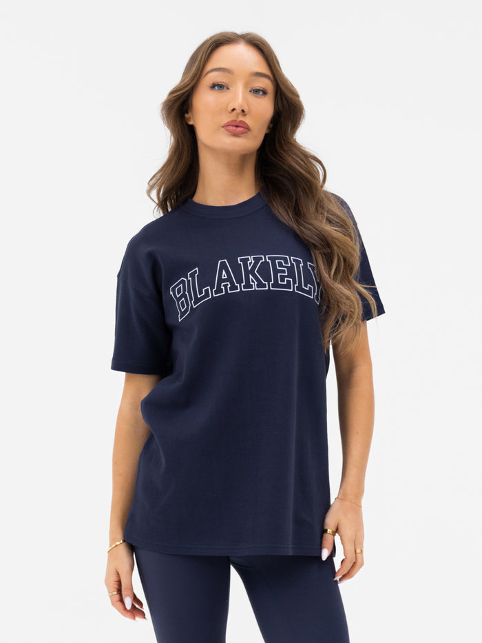 Outline Varsity Oversized T-Shirt - True Navy