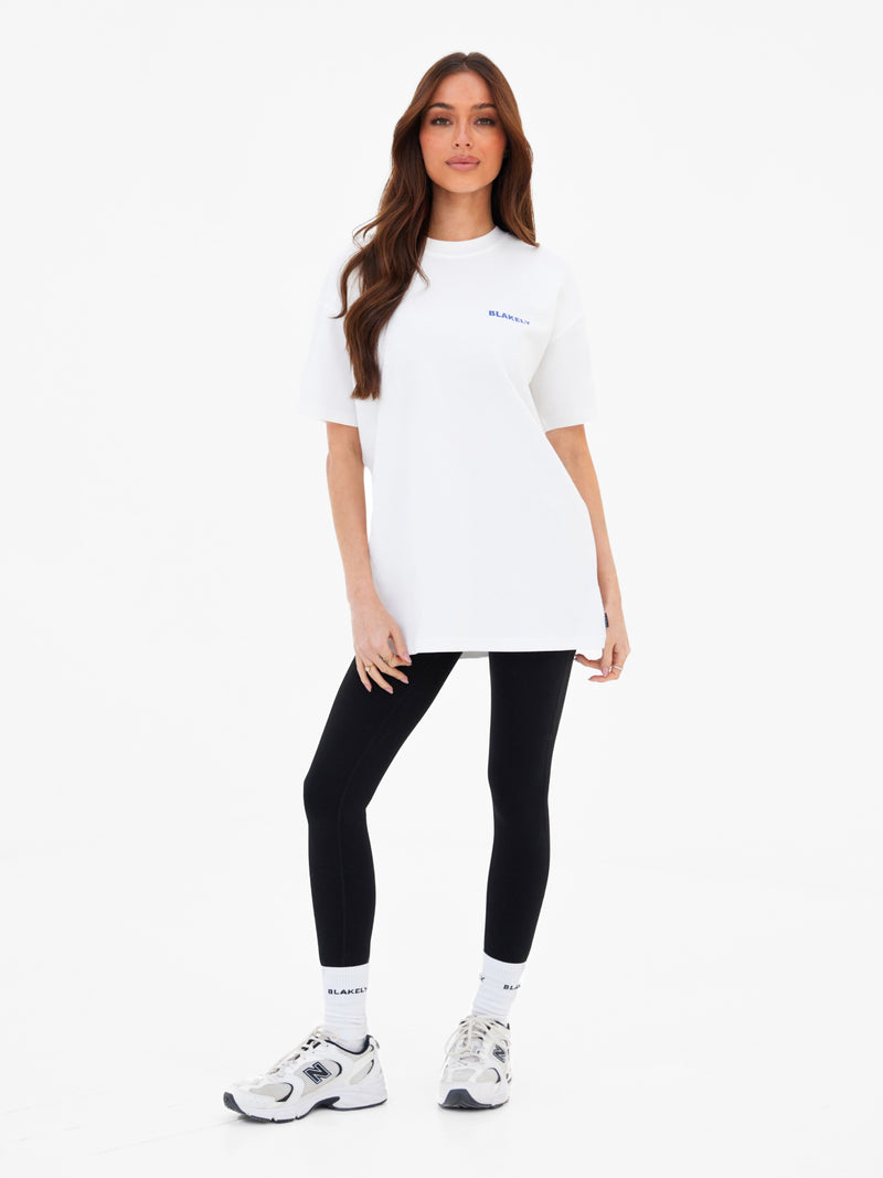 Lena Floral Print Oversized T-Shirt - White
