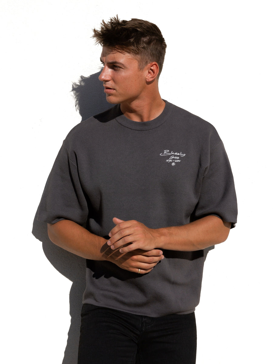 Soho Knitted T-Shirt - Charcoal