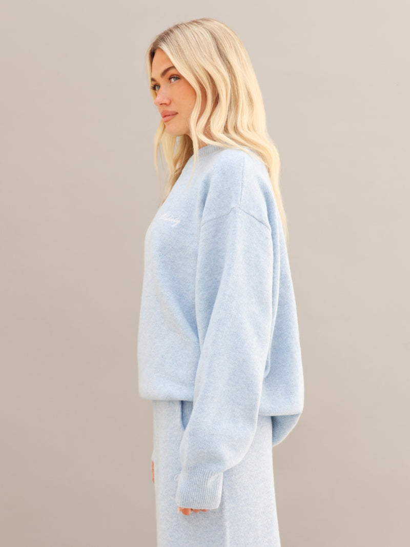 Oversized Knitted Sweater - Baby Blue