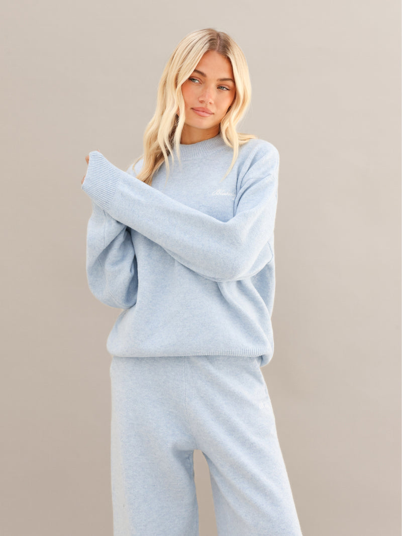 Oversized Knitted Sweater - Baby Blue