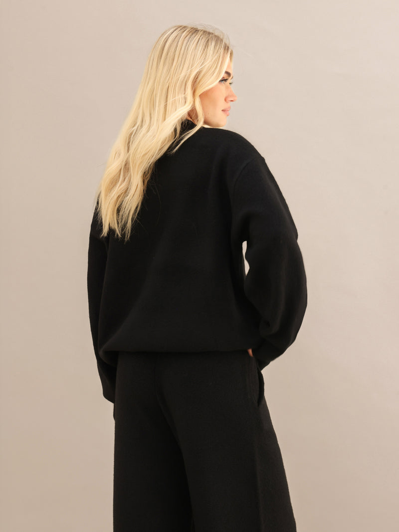 Oversized Knitted Sweater - Black