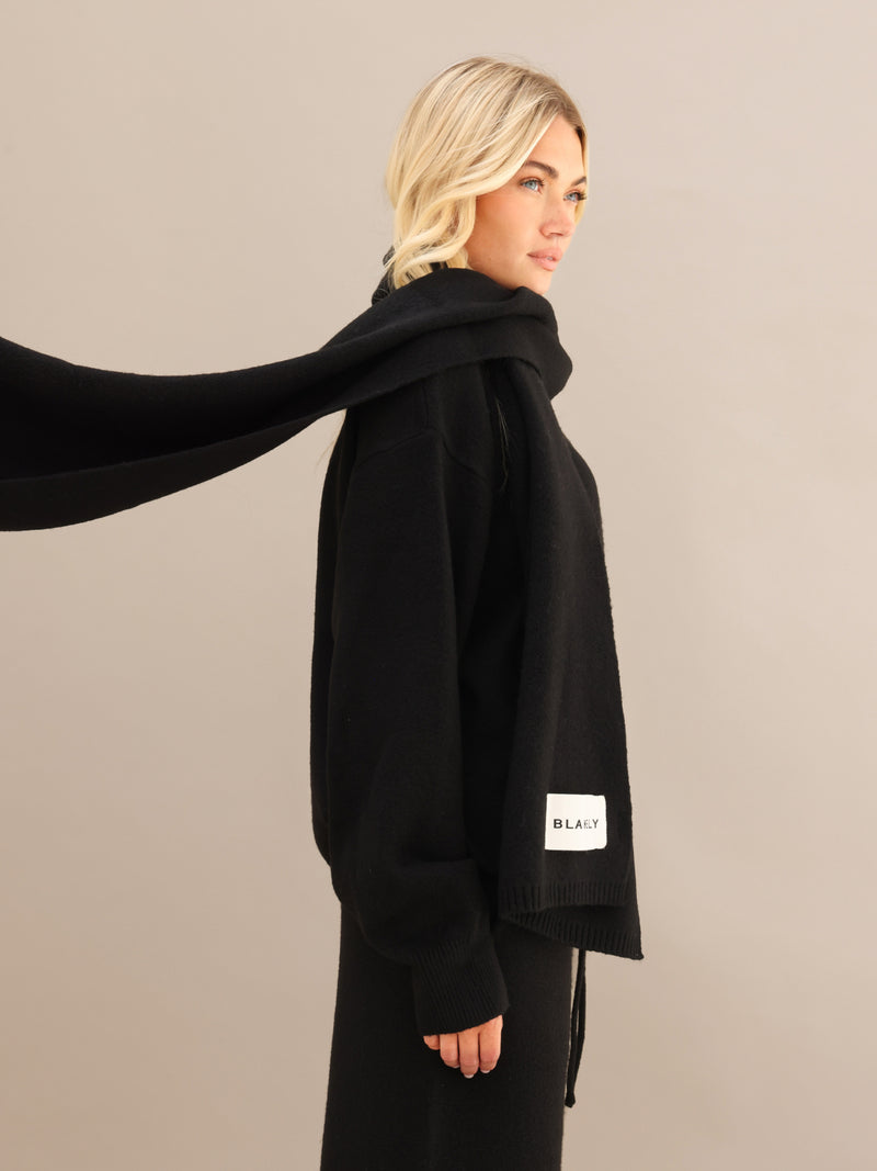 Oversized Knitted Sweater - Black
