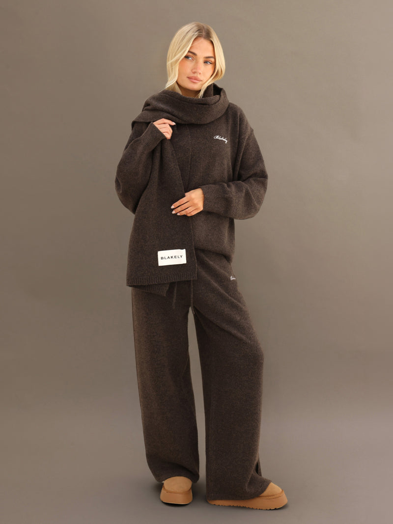 Oversized Knitted Sweater - Chocolate Brown