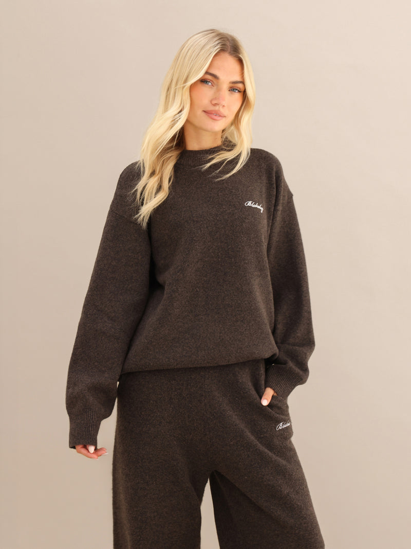 Oversized Knitted Sweater - Chocolate Brown