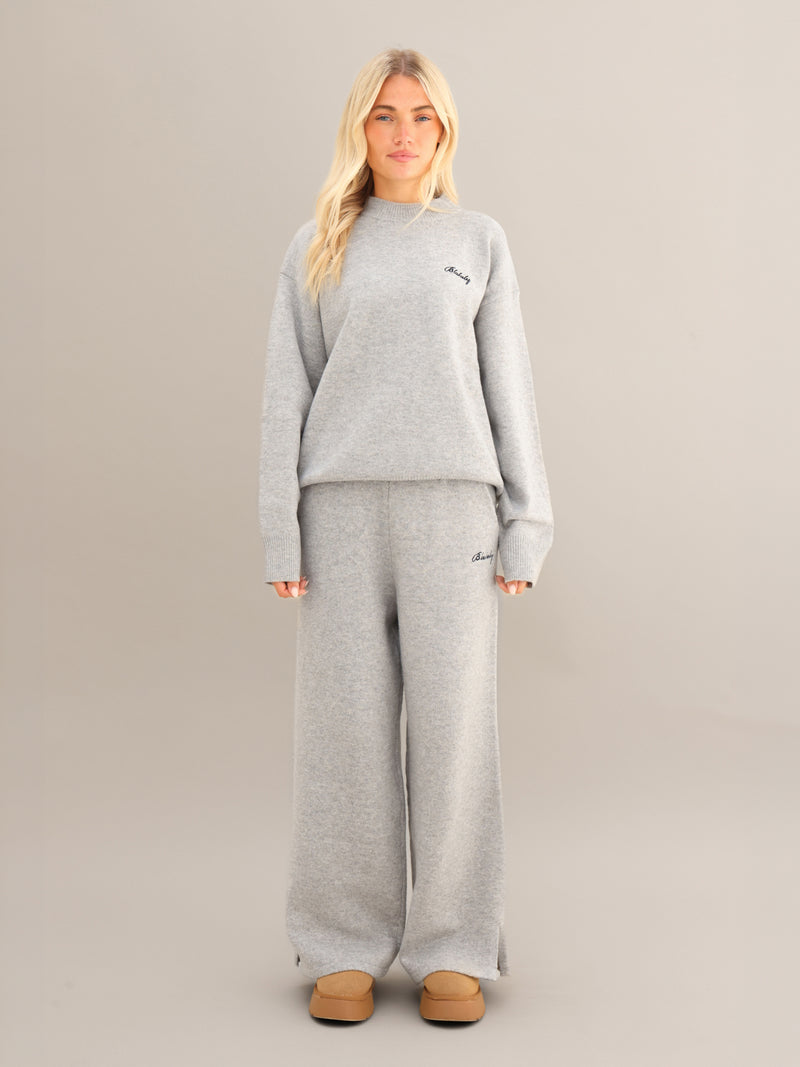 Oversized Knitted Sweater - Marl Grey