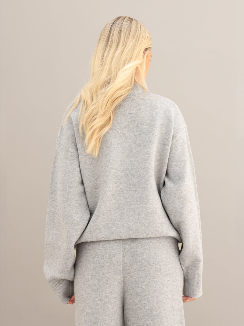 Oversized Knitted Sweater - Marl Grey