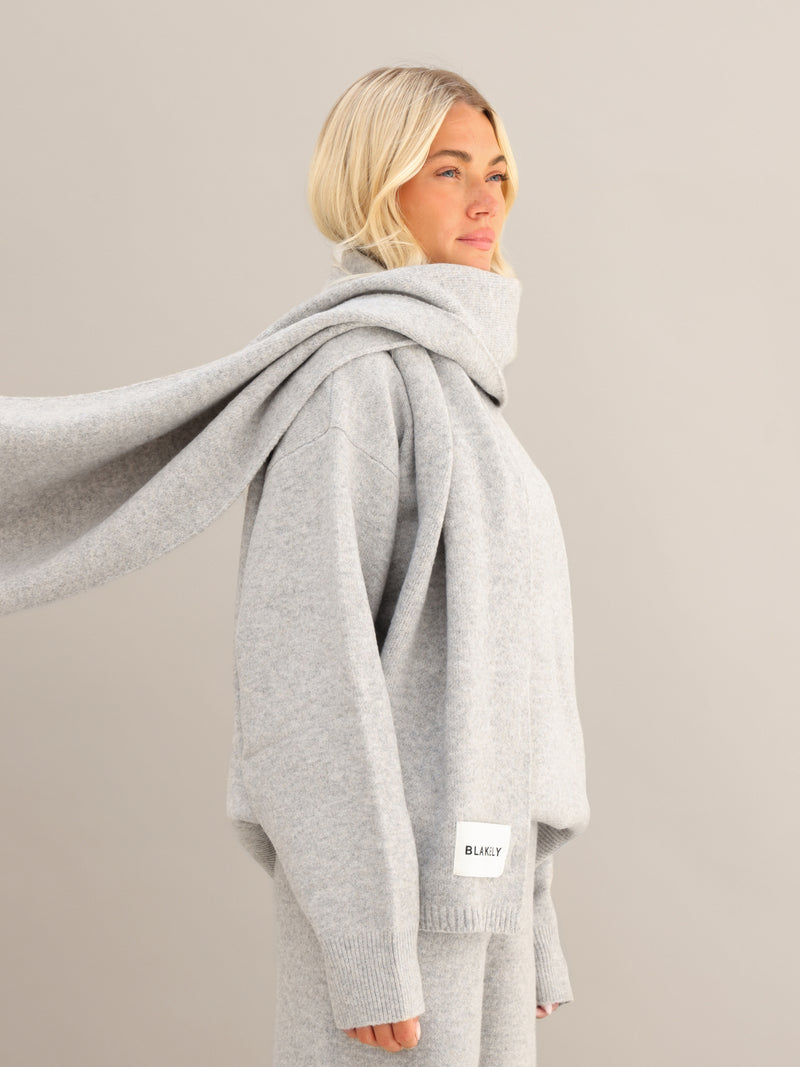 Oversized Knitted Sweater - Marl Grey