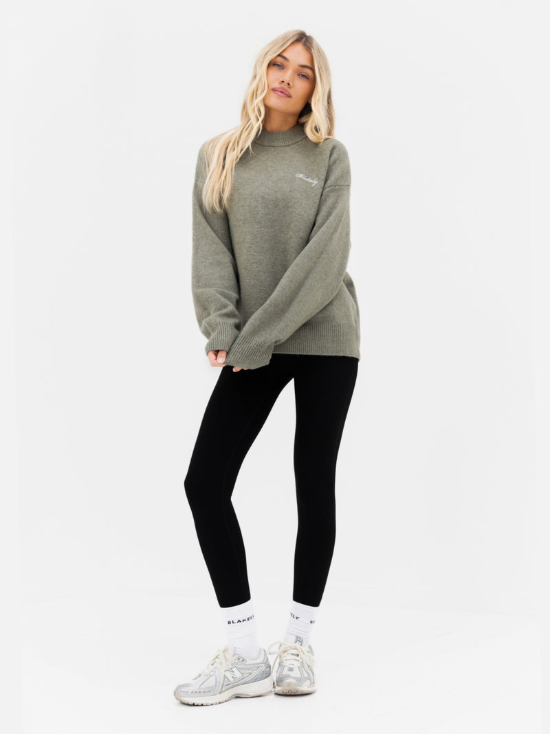 Oversized Knitted Sweater - Safari Green