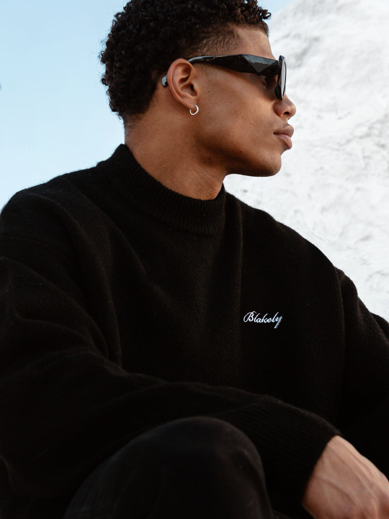 Relaxed Knitted Sweater - Black