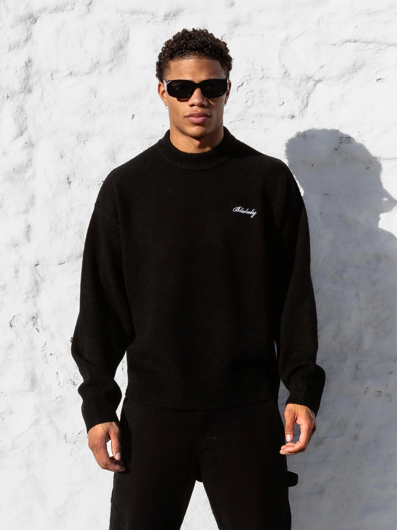 Relaxed Knitted Sweater - Black