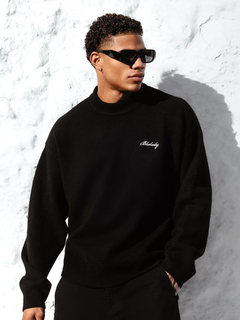 Relaxed Knitted Sweater - Black