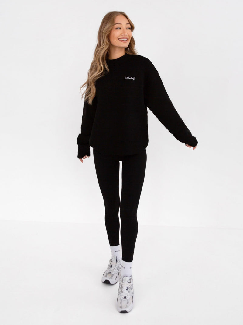 Oversized Knitted Sweater - Black