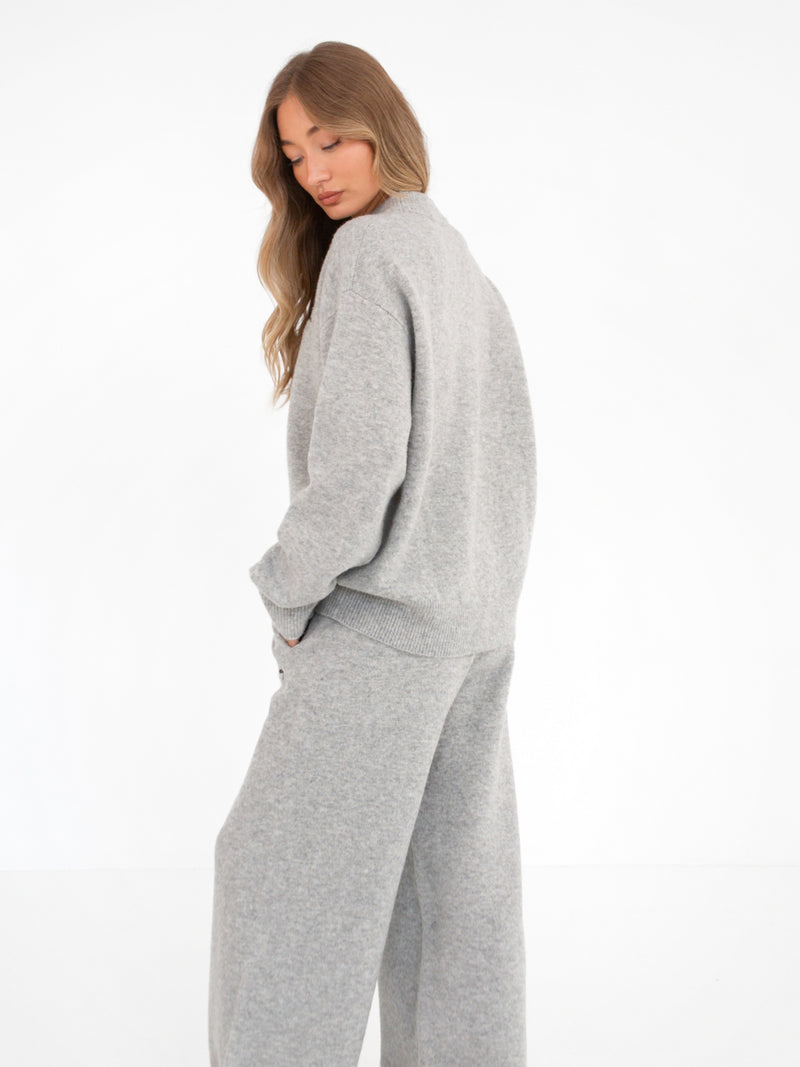 Oversized Knitted Sweater - Marl Grey