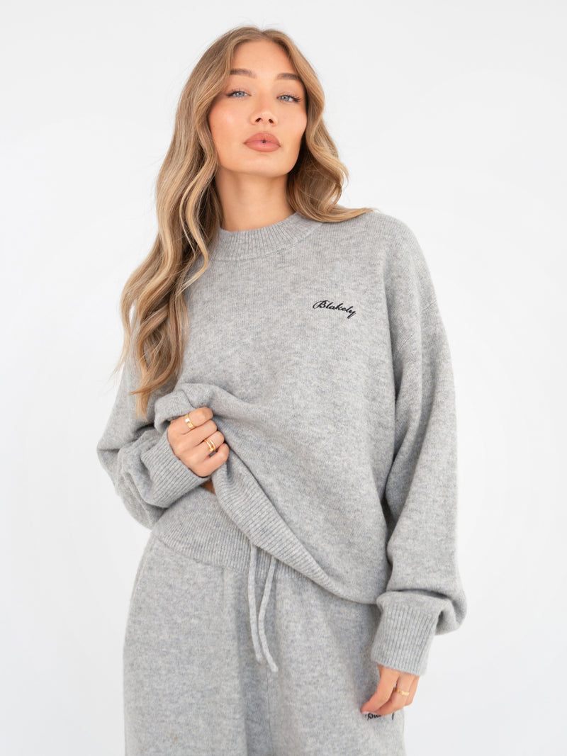 Oversized Knitted Sweater - Marl Grey