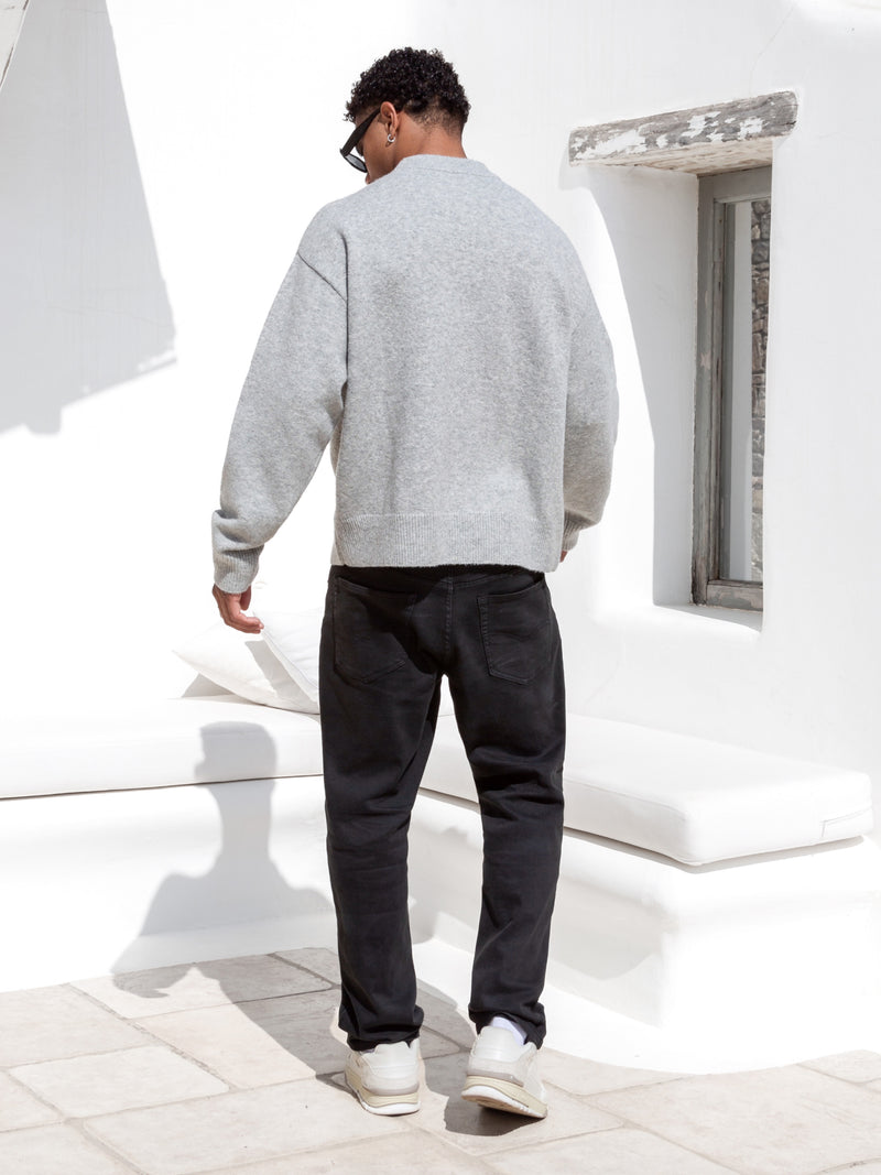 Relaxed Knitted Sweater - Marl Grey