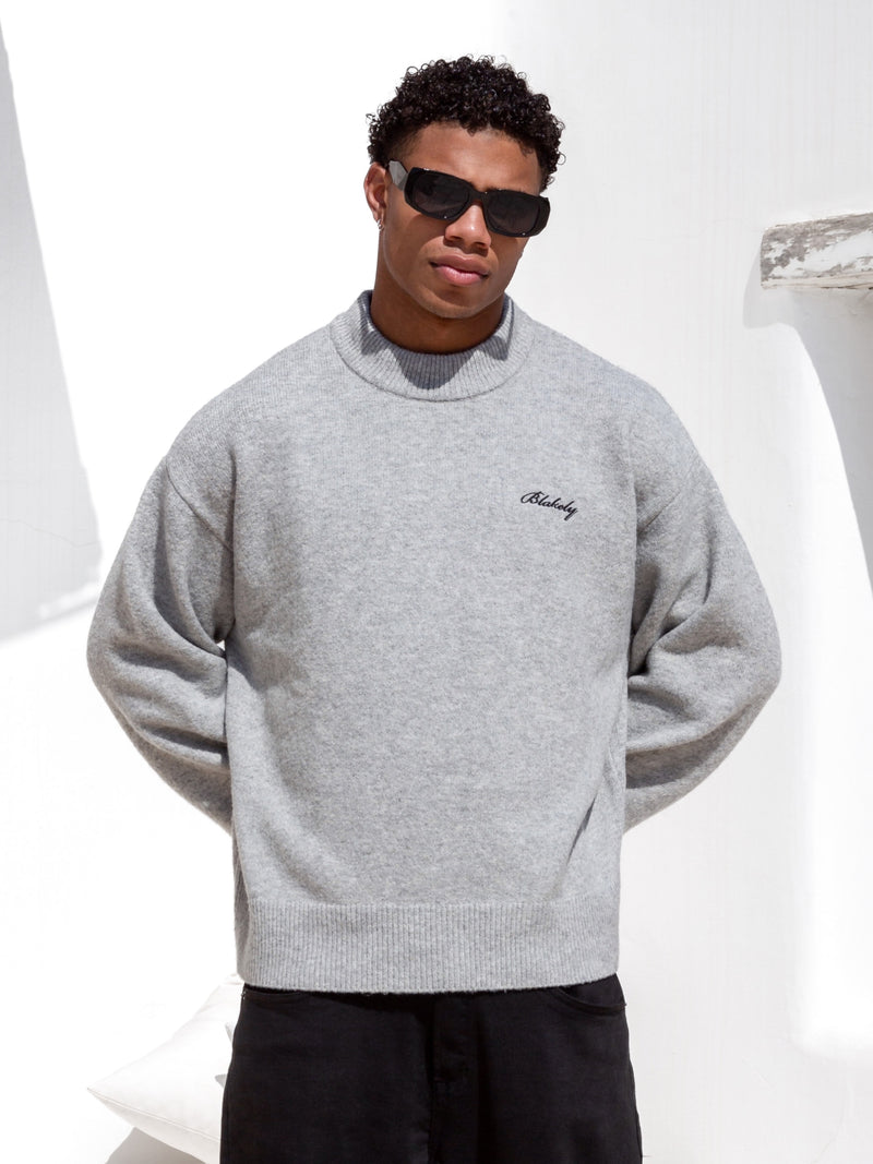 Relaxed Knitted Sweater - Marl Grey