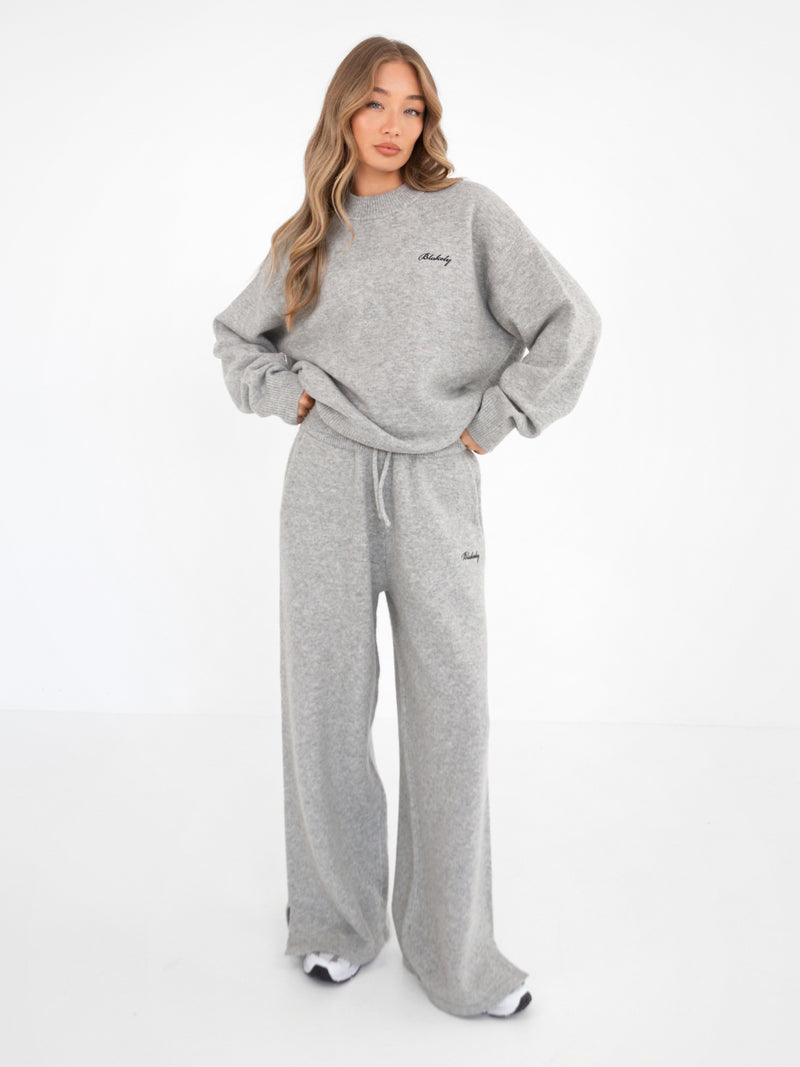 Oversized Knitted Sweater - Marl Grey